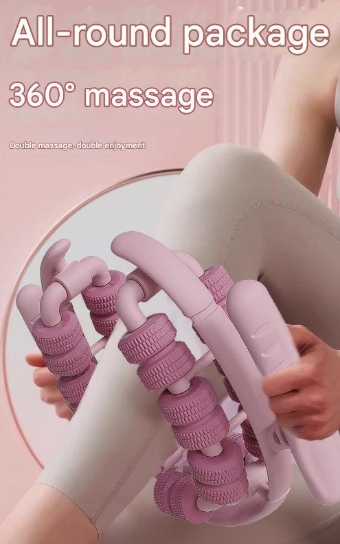 Pink 360 degreesWrap-Around Muscle Roller - 28-Wheel Massager for Legs, Arms & Calves V888-ELOSUNG36278