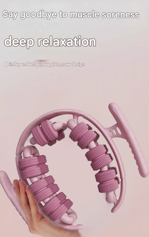 Pink 360 degreesWrap-Around Muscle Roller - 28-Wheel Massager for Legs, Arms & Calves V888-ELOSUNG36278