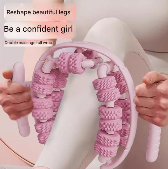Pink 360 degreesWrap-Around Muscle Roller - 28-Wheel Massager for Legs, Arms & Calves V888-ELOSUNG36278