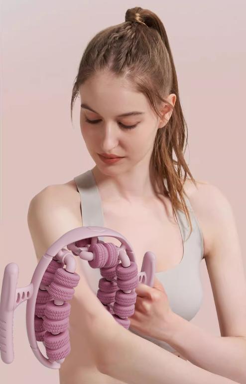 Pink 360 degreesWrap-Around Muscle Roller - 28-Wheel Massager for Legs, Arms & Calves V888-ELOSUNG36278
