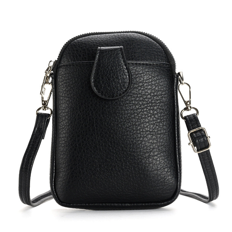 Black Chic Crossbody Phone Bag - Womens PU Leather Mini Shoulder Purse with Adjustable Strap V888-ELOSUNG36288