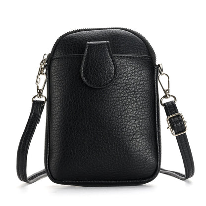 Black Chic Crossbody Phone Bag - Womens PU Leather Mini Shoulder Purse with Adjustable Strap V888-ELOSUNG36288