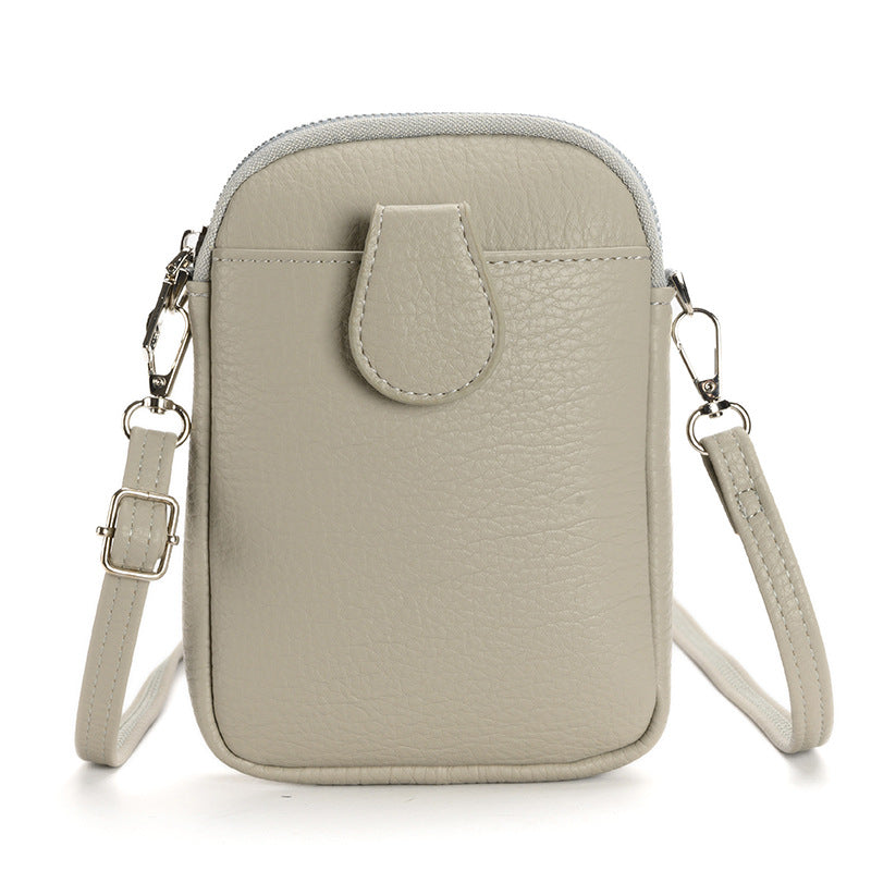 Grey Chic Crossbody Phone Bag - Womens PU Leather Mini Shoulder Purse with Adjustable Strap V888-ELOSUNG36289