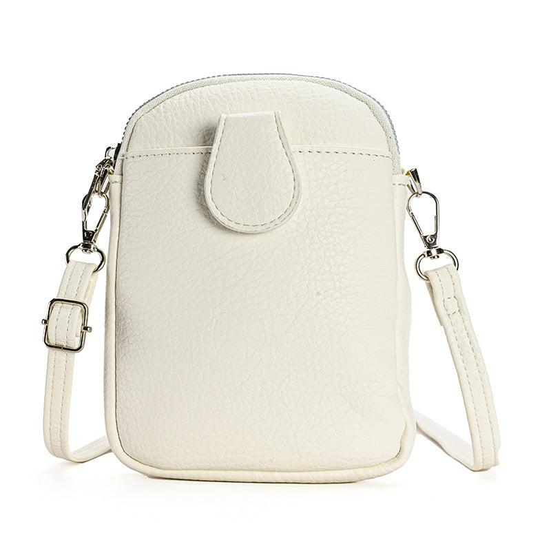 White Chic Crossbody Phone Bag - Womens PU Leather Mini Shoulder Purse with Adjustable Strap V888-ELOSUNG36290