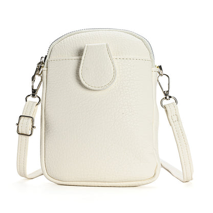 White Chic Crossbody Phone Bag - Womens PU Leather Mini Shoulder Purse with Adjustable Strap V888-ELOSUNG36290