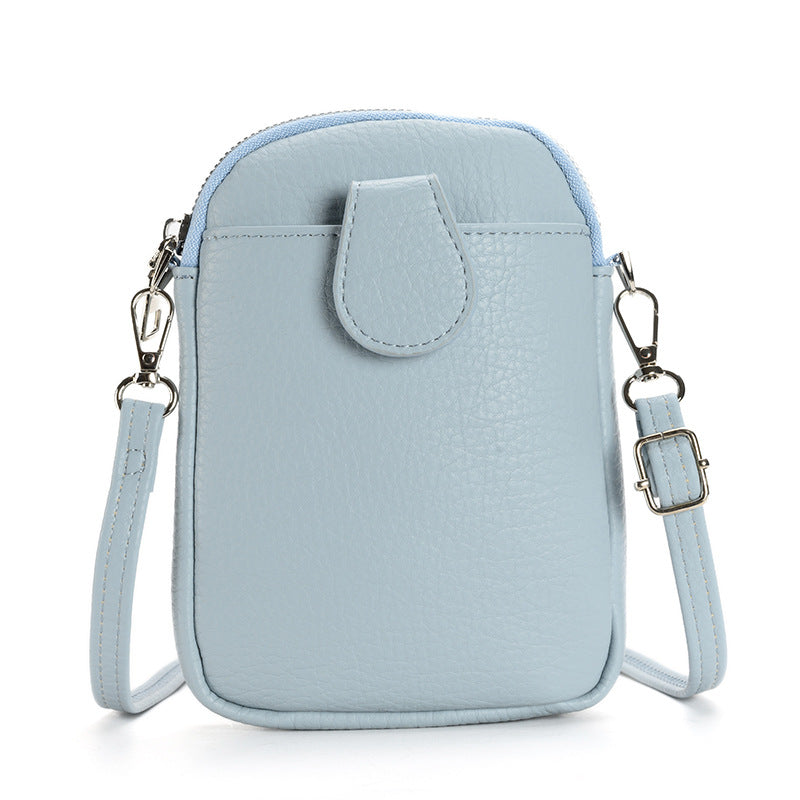 Blue Chic Crossbody Phone Bag - Womens PU Leather Mini Shoulder Purse with Adjustable Strap V888-ELOSUNG36291