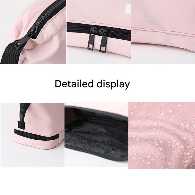 Grey Chic Dual-Compartment Makeup & Toiletry Bag - Large Capacity Travel Organizer with Brush Holder V888-ELOSUNG36327