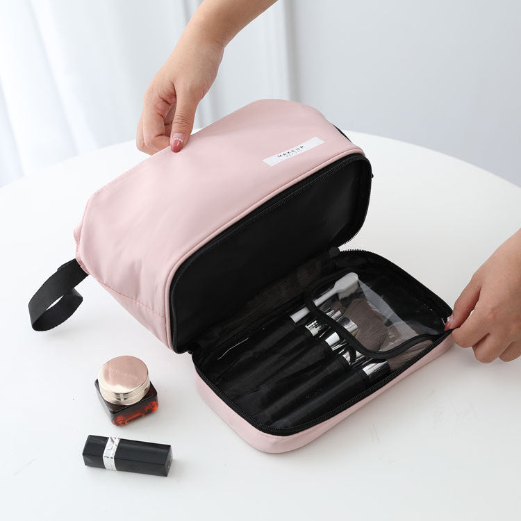 Blue Chic Dual-Compartment Makeup & Toiletry Bag - Large Capacity Travel Organizer with Brush Holder V888-ELOSUNG36328