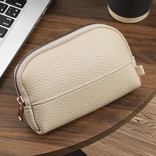 3 Pcs Beige Elegant Faux Leather Coin Purse - Mini Zipper Pouch & Compact Card Holder Wallet V888-ELOSUNG36331