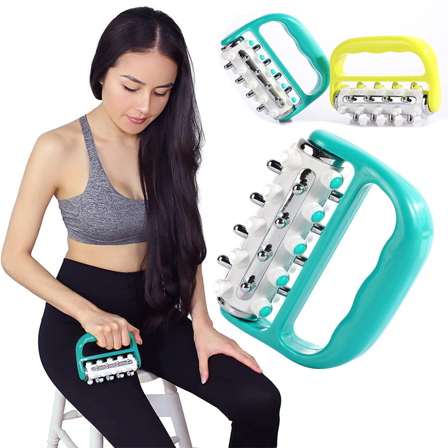 Blue Ergonomic Body Roller Massager - Handheld Deep Tissue Tool for Muscle Relief and Fascia Release V888-ELOSUNG36339