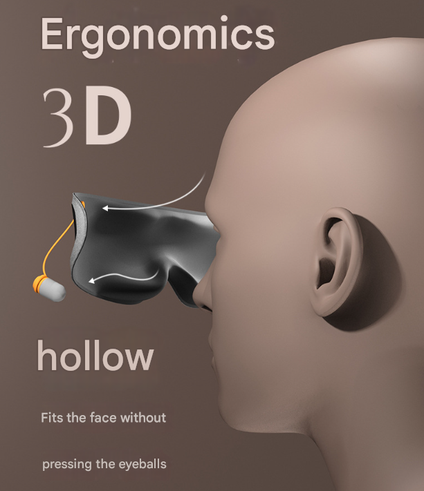 Grey 2-in-1 Blackout Sleep Mask with Integrated Noise Reducing Earplugs for Undisturbed Rest V888-ELOSUNG36343