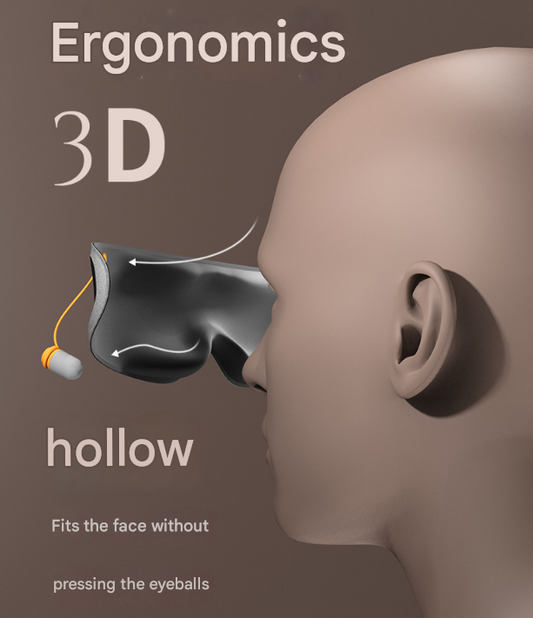 Grey 2-in-1 Blackout Sleep Mask with Integrated Noise Reducing Earplugs for Undisturbed Rest V888-ELOSUNG36343