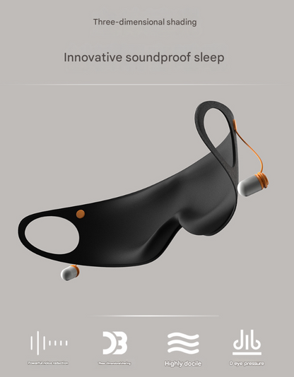 Grey 2-in-1 Blackout Sleep Mask with Integrated Noise Reducing Earplugs for Undisturbed Rest V888-ELOSUNG36343