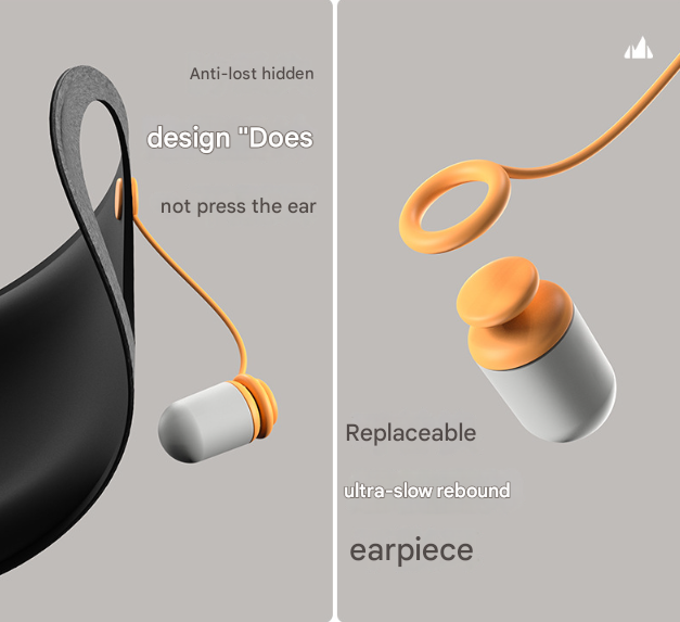 Grey 2-in-1 Blackout Sleep Mask with Integrated Noise Reducing Earplugs for Undisturbed Rest V888-ELOSUNG36343