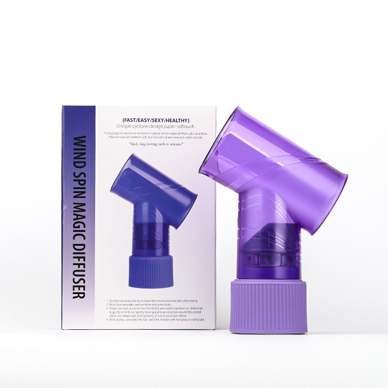 Purple Wind Spin Hair Curler Diffuser - Universal Hair Dryer Attachment for Effortless Waves and Curls V888-ELOSUNG36346