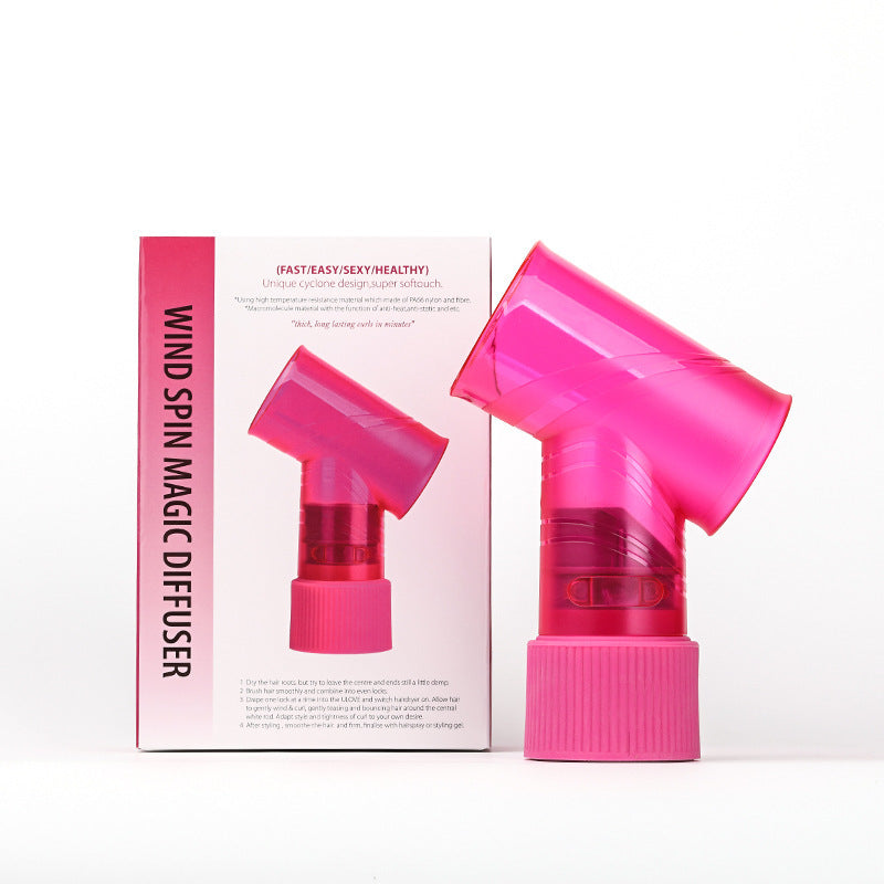 Pink Wind Spin Hair Curler Diffuser - Universal Hair Dryer Attachment for Effortless Waves and Curls V888-ELOSUNG36347