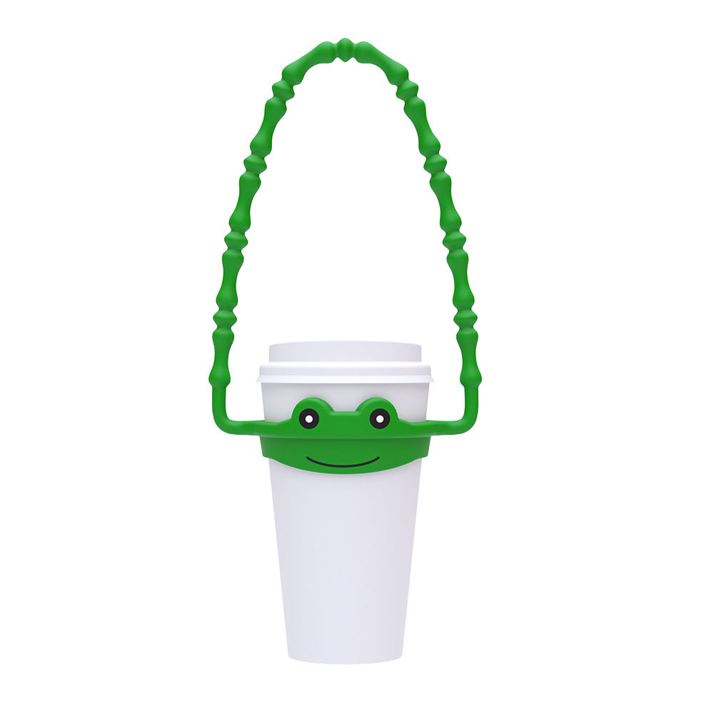2 Pcs Green Frog Adorable Animal Silicone Cup Carrier - Portable Reusable Handle for Water Cup(cup not V888-ELOSUNG36349
