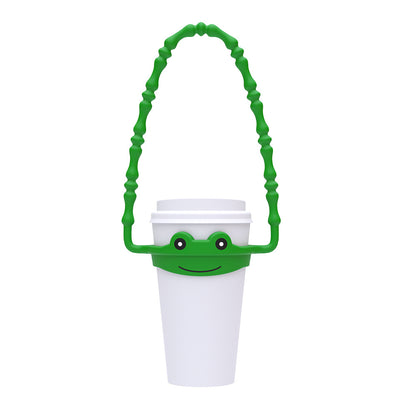 2 Pcs Green Frog Adorable Animal Silicone Cup Carrier - Portable Reusable Handle for Water Cup(cup not V888-ELOSUNG36349
