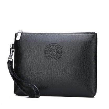 Black Classic Men's PU Leather Clutch Bag - Slim Business Wristlet & Travel Pouch V888-ELOSUNG36355