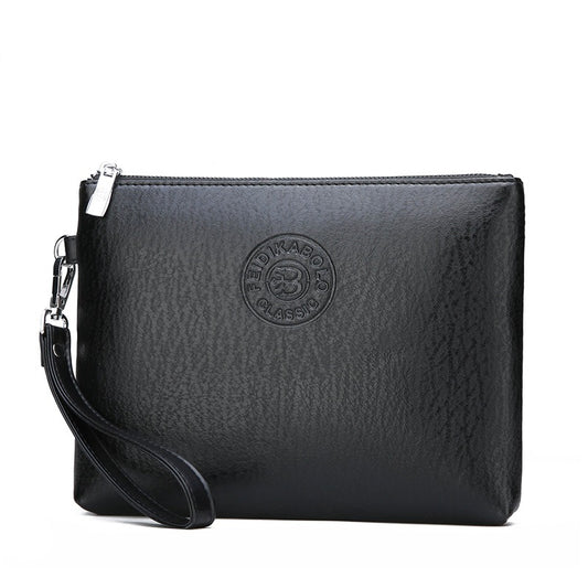Black Classic Men's PU Leather Clutch Bag - Slim Business Wristlet & Travel Pouch V888-ELOSUNG36355