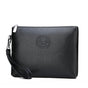 Black Classic Men's PU Leather Clutch Bag - Slim Business Wristlet & Travel Pouch V888-ELOSUNG36355