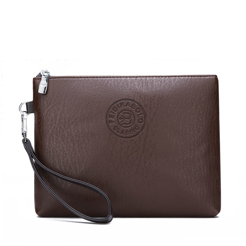 Coffee Classic Men's PU Leather Clutch Bag - Slim Business Wristlet & Travel Pouch V888-ELOSUNG36356