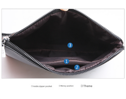 Coffee Classic Men's PU Leather Clutch Bag - Slim Business Wristlet & Travel Pouch V888-ELOSUNG36356