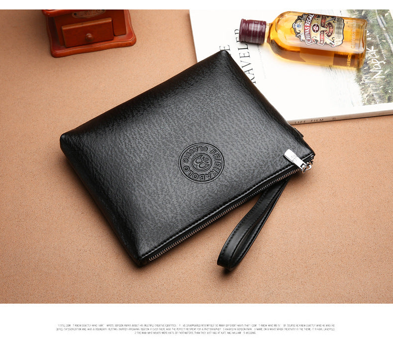 Coffee Classic Men's PU Leather Clutch Bag - Slim Business Wristlet & Travel Pouch V888-ELOSUNG36356