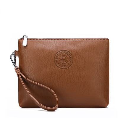 Brown Classic Men's PU Leather Clutch Bag - Slim Business Wristlet & Travel Pouch V888-ELOSUNG36357