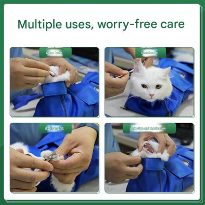 Size S Yellow Multi-Functional Cat Grooming Bag - Anti-Scratch Restraint Pouch for Nail Trimming and Vet V888-ELOSUNG36361