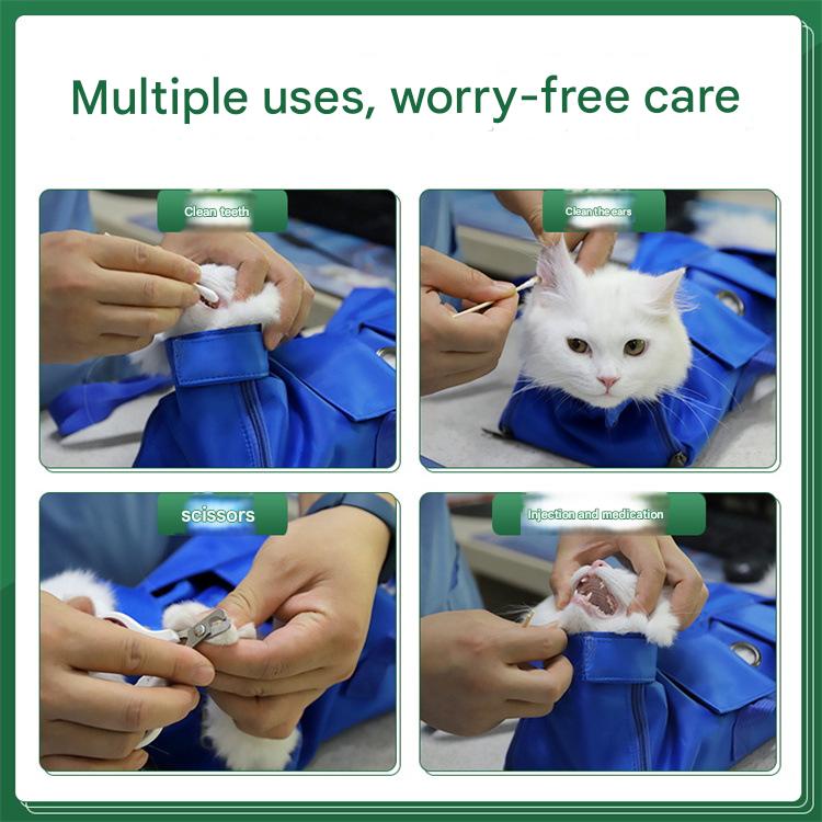 Size M Yellow Multi-Functional Cat Grooming Bag - Anti-Scratch Restraint Pouch for Nail Trimming and Vet V888-ELOSUNG36362