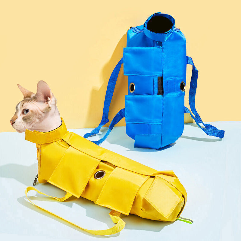 Size L Green Multi-Functional Cat Grooming Bag - Anti-Scratch Restraint Pouch for Nail Trimming and Vet Visits V888-ELOSUNG36366
