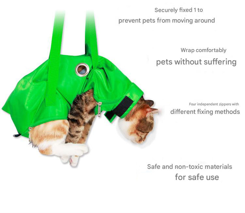 Size S Orange Multi-Functional Cat Grooming Bag - Anti-Scratch Restraint Pouch for Nail Trimming and Vet V888-ELOSUNG36367