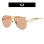 Style C2 Gold Frame Orange Lenses Chic Oversized Aviator Sunglasses - Retro Metal Frame with UV400 Protection V888-ELOSUNG36371