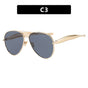Style C3 Gold Frame Grey Lenses Chic Oversized Aviator Sunglasses - Retro Metal Frame with UV400 Protection V888-ELOSUNG36372