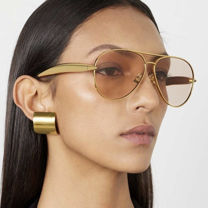 Style C5 Gold Frame Green Lenses Chic Oversized Aviator Sunglasses - Retro Metal Frame with UV400 Protection V888-ELOSUNG36374