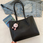 Black Chic Large Capacity Tote Bag - PU Leather Commuter Shoulder Handbag for Women V888-ELOSUNG36379