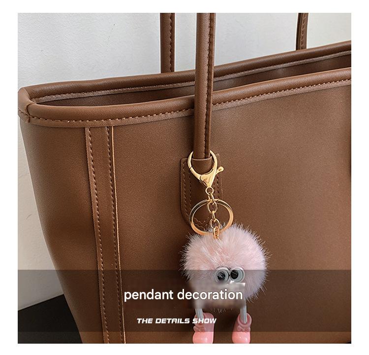 Brown Chic Large Capacity Tote Bag - PU Leather Commuter Shoulder Handbag for Women V888-ELOSUNG36380