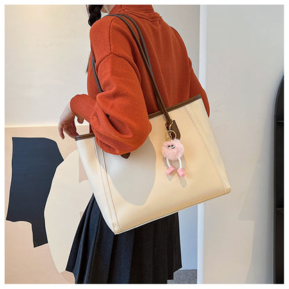 Brown Chic Large Capacity Tote Bag - PU Leather Commuter Shoulder Handbag for Women V888-ELOSUNG36380