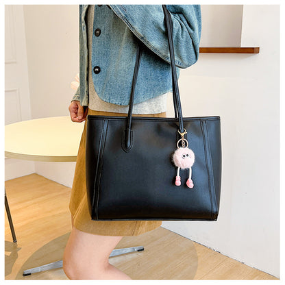 Brown Chic Large Capacity Tote Bag - PU Leather Commuter Shoulder Handbag for Women V888-ELOSUNG36380