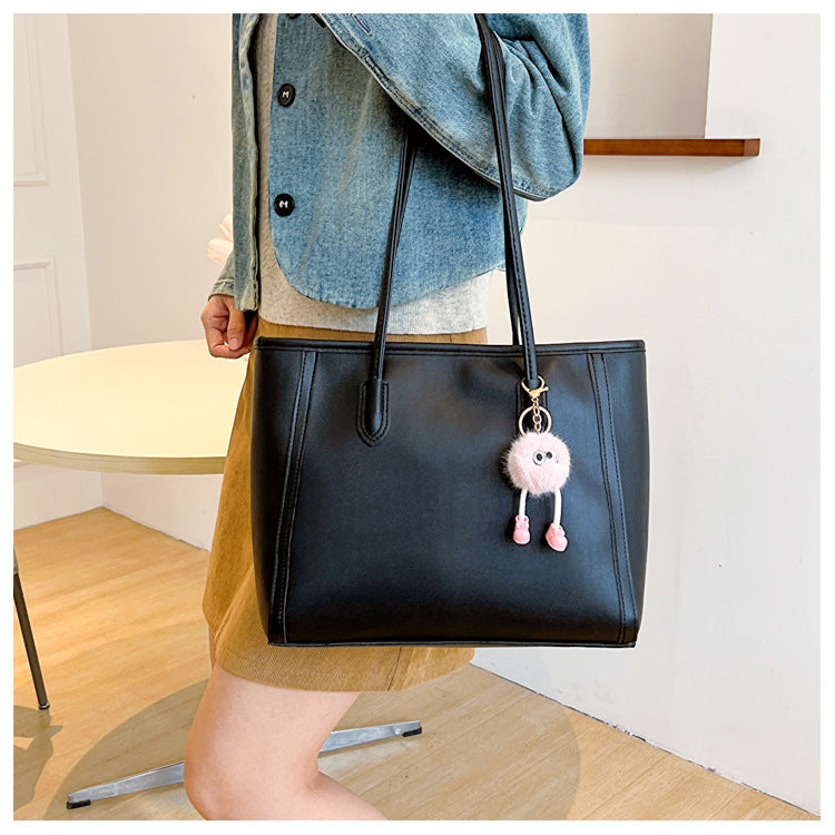 Beige and Brown Chic Large Capacity Tote Bag - PU Leather Commuter Shoulder Handbag for Women V888-ELOSUNG36382
