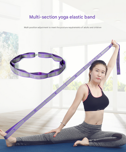 Blue and Purple 9-Loop Yoga Stretch Strap - Numbered Band for Flexibility and Physical Therapy V888-ELOSUNG36394