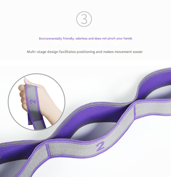 Pink and Blue 9-Loop Yoga Stretch Strap - Numbered Band for Flexibility and Physical Therapy V888-ELOSUNG36395