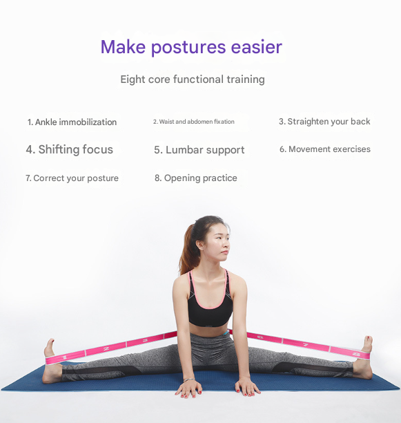 Pink 9-Loop Yoga Stretch Strap - Numbered Band for Flexibility and Physical Therapy V888-ELOSUNG36396
