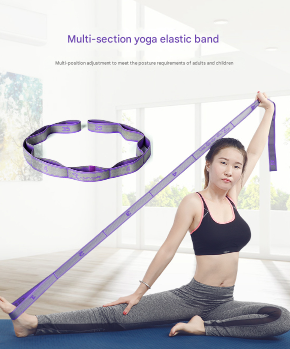 Purple 9-Loop Yoga Stretch Strap - Numbered Band for Flexibility and Physical Therapy V888-ELOSUNG36397