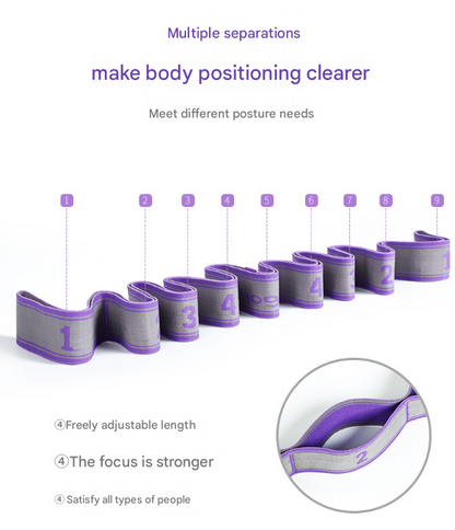 Purple 9-Loop Yoga Stretch Strap - Numbered Band for Flexibility and Physical Therapy V888-ELOSUNG36397