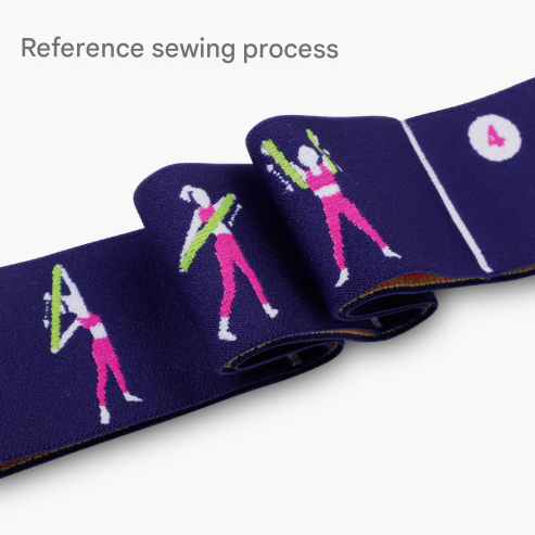 Dark Blue Instructional Yoga Stretch Strap with Embroidered Pose Guide - 11-Loop Flexibility Band V888-ELOSUNG36398