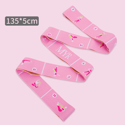 Pink Instructional Yoga Stretch Strap with Embroidered Pose Guide - 11-Loop Flexibility Band V888-ELOSUNG36399