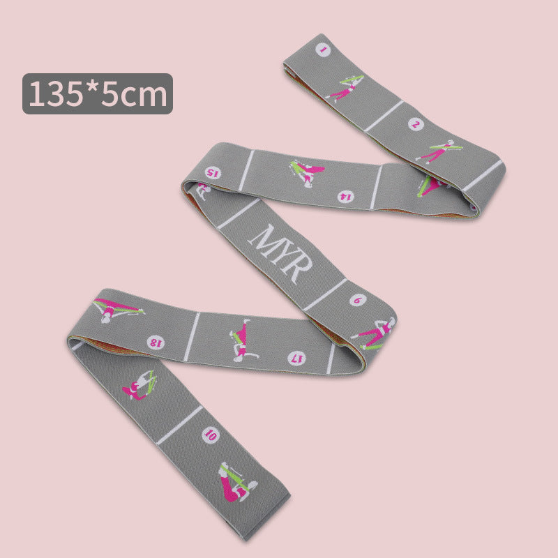 Grey Instructional Yoga Stretch Strap with Embroidered Pose Guide - 11-Loop Flexibility Band V888-ELOSUNG36400