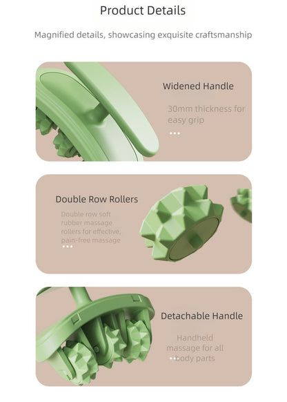 Green Removable Adjustable Wrap-Around Muscle Roller - 11-Wheel Deep Tissue Massager for Legs, Arms & Body V888-ELOSUNG36401